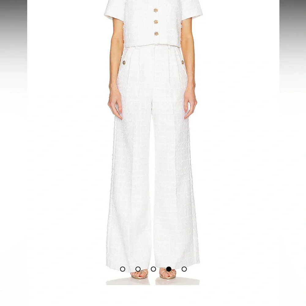 Amanda Uprichard Jane Pants in Kerrigan White Tweed Wide Leg Pants - Picture 3 of 12